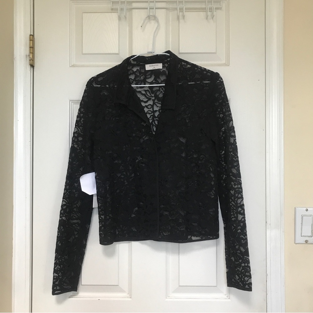 BNWT Babaton black floral lace Hopkins Blouse